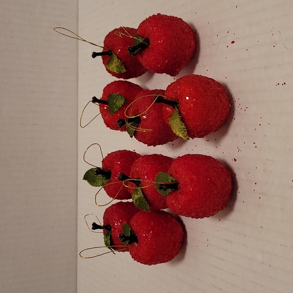 Set of 10 Vintagev Styrofoam and Glitter Apple Ornaments - Picture 1 of 14